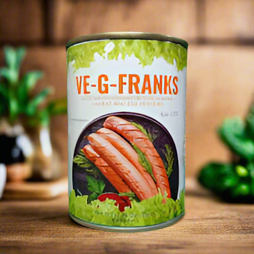 Ve-g-Franks 350g 48 Cans Wholesale – Vegan Chicken-Style Sausages in Brine | Plant-Based, Meat Alternative | No MSG, No Cholesterol, No Preservatives