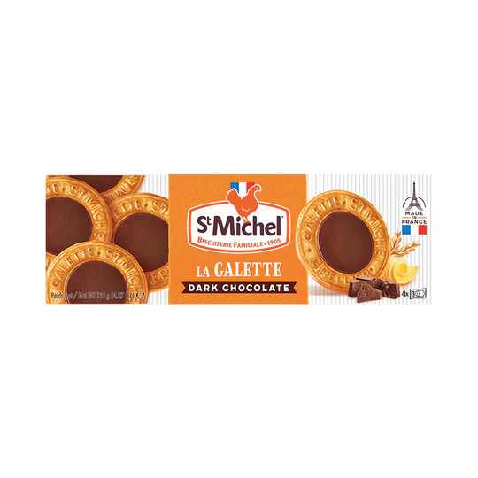 St. Michel Galette Dark Chocolate Cookies, Authentic French Butter Biscuits with Dark Chocolate, Gourmet European Snack, 121g