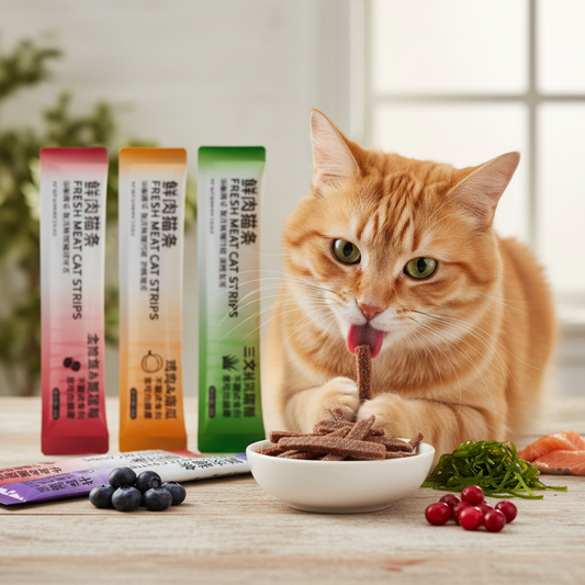 NiHao High-Protein Cat Strips – Grain-Free, Low-Fat Treats – For Sensitive Digestion & All Breeds – 15g Single Strip – Salmon, Tuna, or Chicken Flavors