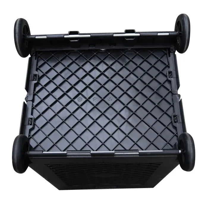 Heavy Duty Foldable Grocery Shopping Trolley Cart with 4 Wheels – Collapsible Utility Cart with Aluminum Handle & Rubber Tires – Lightweight, Rust-Proof Plastic – 380x320x520mm